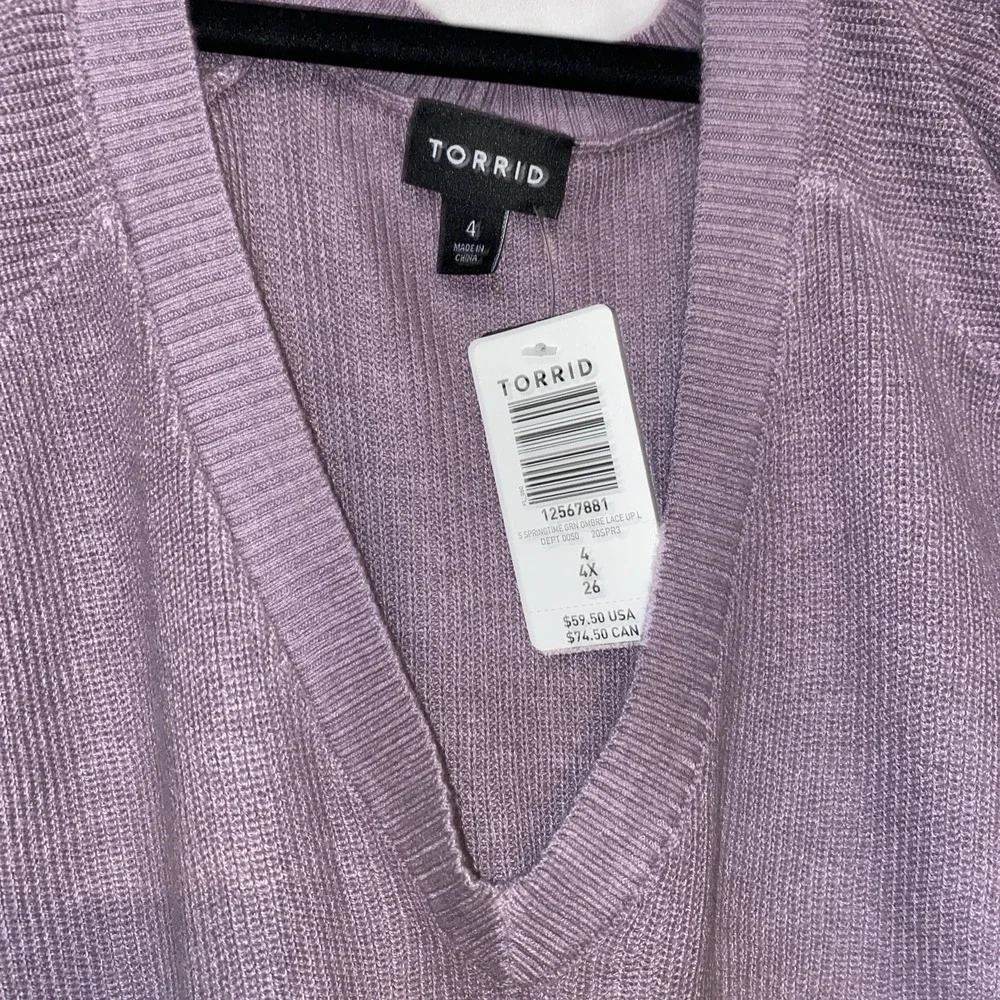 Torrid‎ Size 4 Sweater Ombre Plush Long Sleeve Lace Up Shoulder